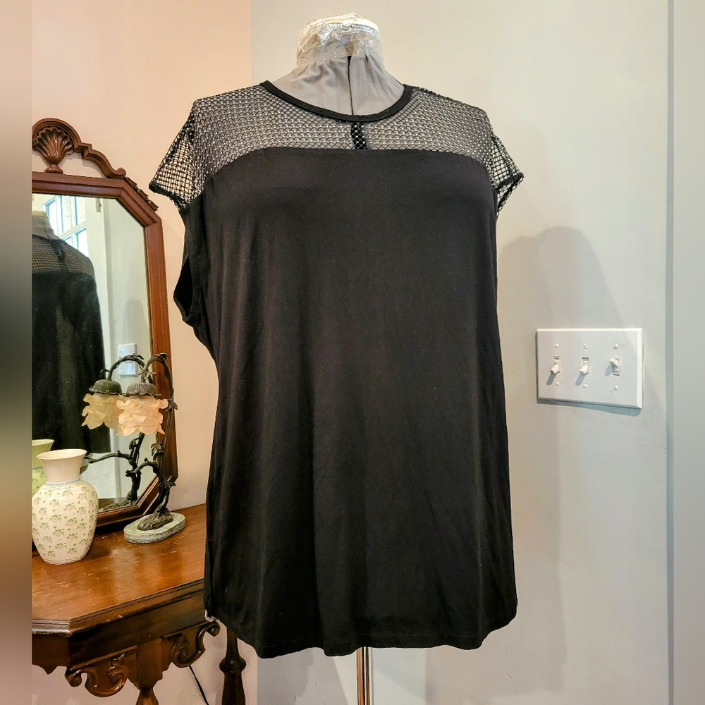 NWOT 3X Rebecca Minkoff Viscose Studded Mesh Top